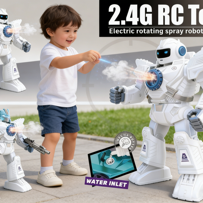 2.4G RC Toy Electric rotating spray robot warrior(10)
