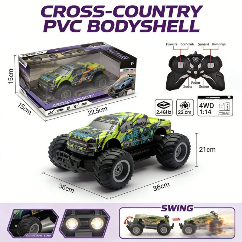 2.4G RC toy ,1_ 14 lights, music, four-wheel drive off-road swing car, PVC, with 4 colors version(1)