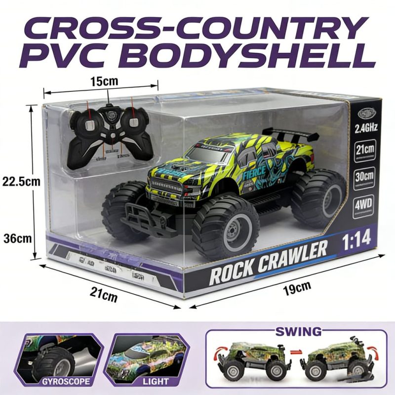2.4G RC toy ,1_ 14 lights, music, four-wheel drive off-road swing car, PVC, with 4 colors version(2)