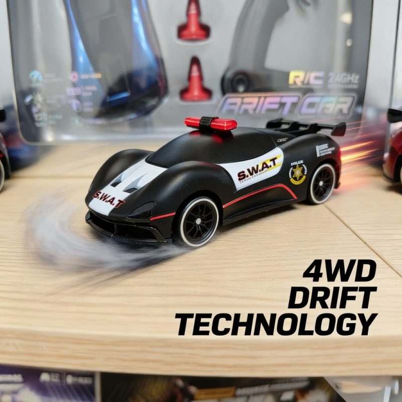 2.4Ghz RC Toy 1_ 20 Colorful Racing Light Four wheel Drive Drift Car (Black Special Police Edition)(2)