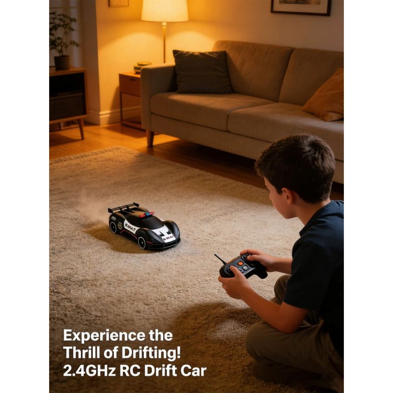 2.4Ghz RC Toy 1_ 20 Colorful Racing Light Four wheel Drive Drift Car (Black Special Police Edition)(7)