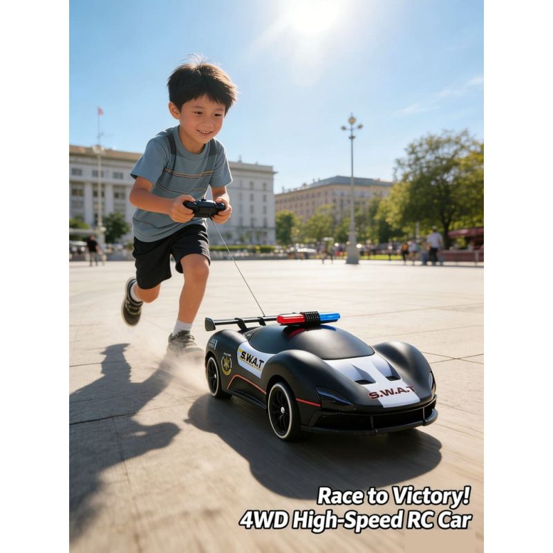 2.4Ghz RC Toy 1_ 20 Colorful Racing Light Four wheel Drive Drift Car (Black Special Police Edition)(8)