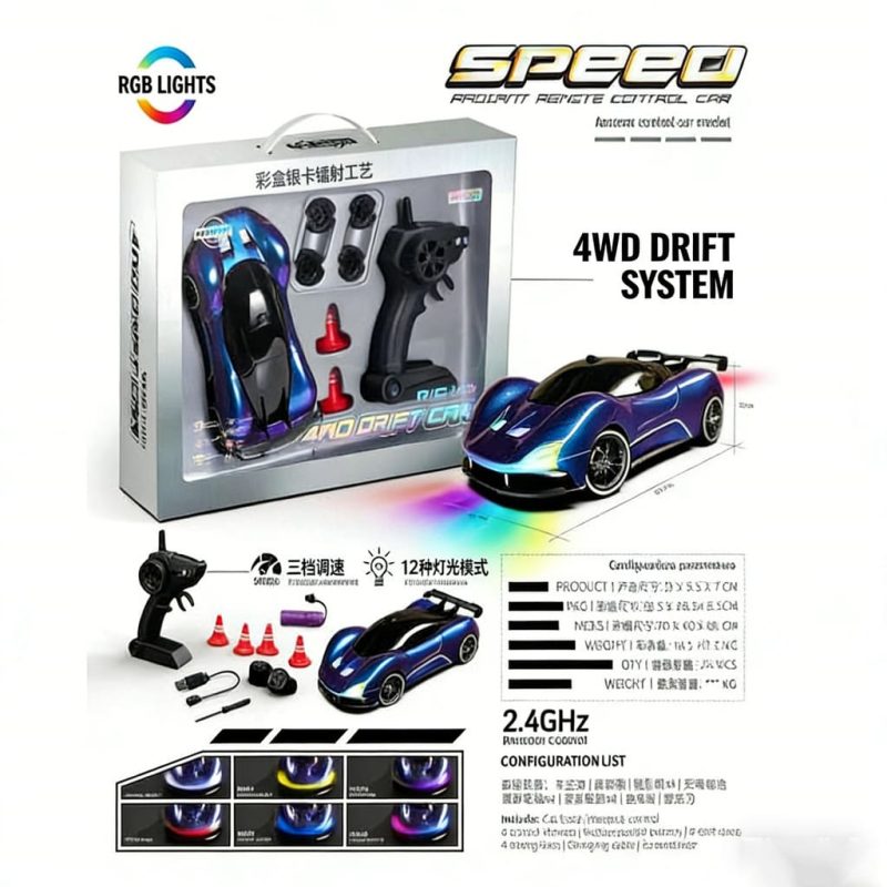 2.4Ghz RC Toy 1_ 20 Colorful Racing Light Four wheel Drive Drift Car (Blue Purple Chameleon Paint Edition)(34)