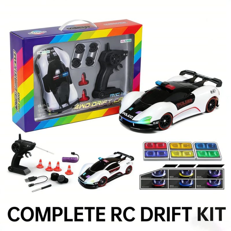 2.4Ghz RC Toy 1_ 20 Colorful Racing Light Four wheel Drive Drift Car (Police Car Paint Edition)(23)