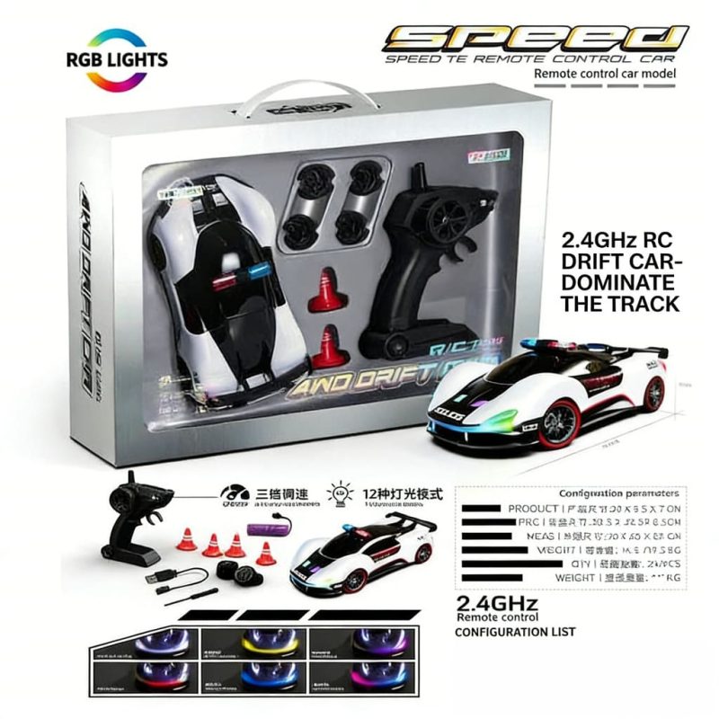 2.4Ghz RC Toy 1_ 20 Colorful Racing Light Four wheel Drive Drift Car (Police Car Paint Edition)(29)