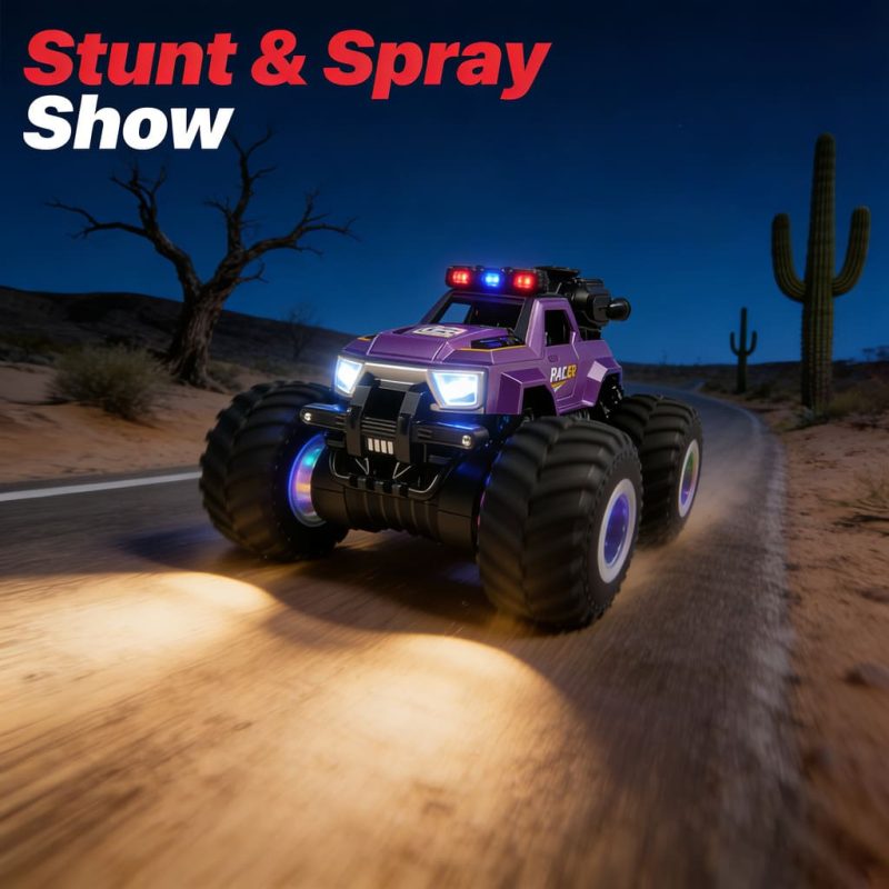 2.4Ghz RC Toy 1_18 scale Remote control stunt big wheel classic towing spray car and spray-painting drift function(2)