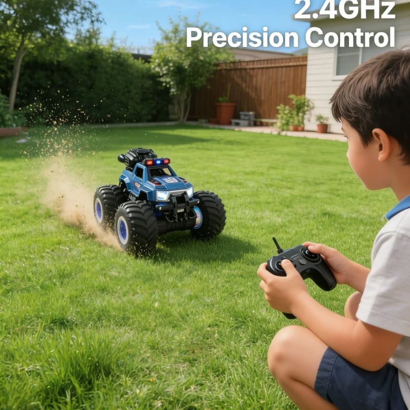 2.4Ghz RC Toy 1_18 scale Remote control stunt big wheel classic towing spray car and spray-painting drift function(7)