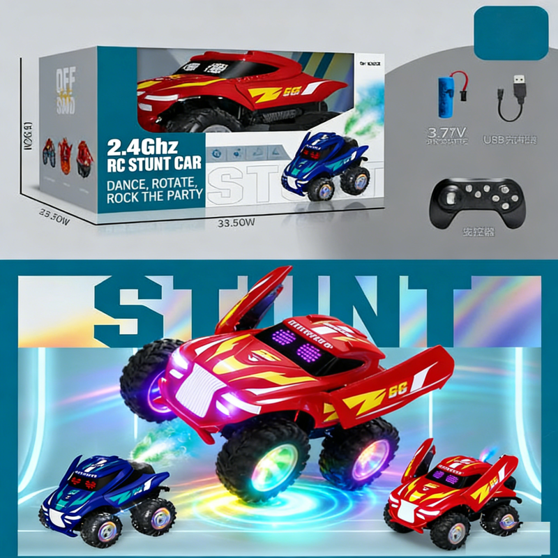 2.4Ghz RC Toy -Children's remote control toy motorcycle for boys, with lights, music, and spray-painting drift function(34)