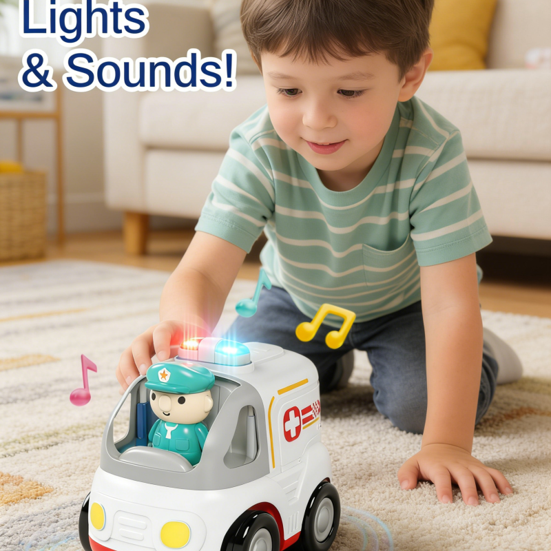 2.4Ghz RC toy -Kids' cartoon remote control ambulance_police car toy, with lights and sounds(two colors)(28)