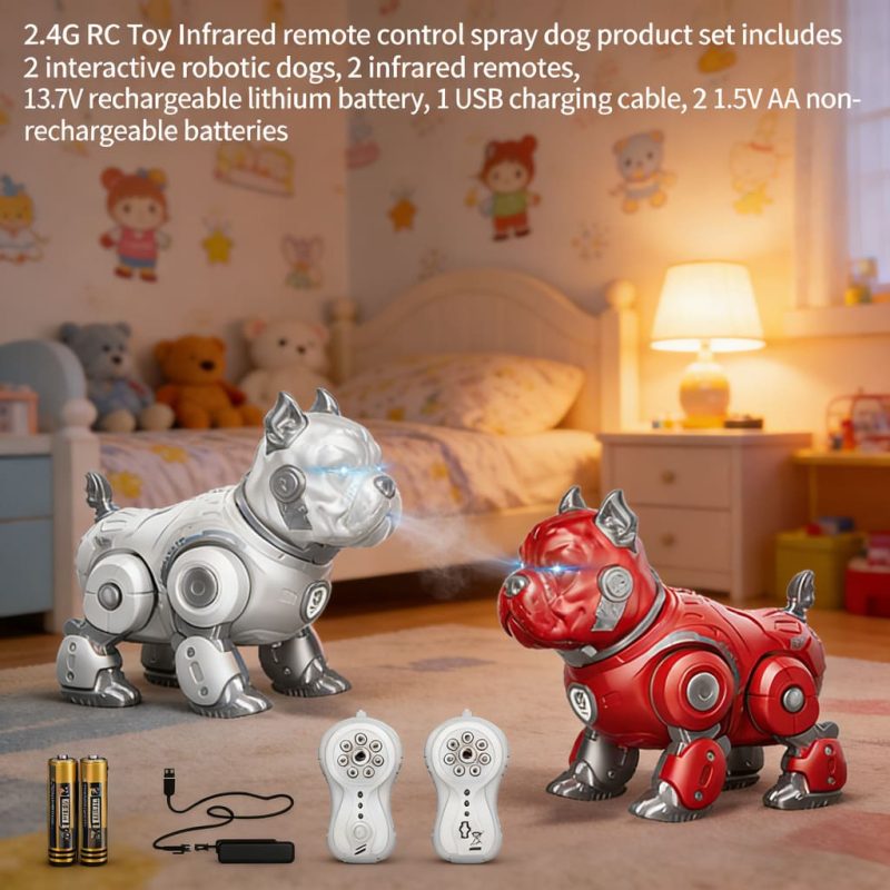 Suptoy 2.4G RC Intelligent Spray Dog - Infrared Remote Control Robotic Pet Toy for Kids