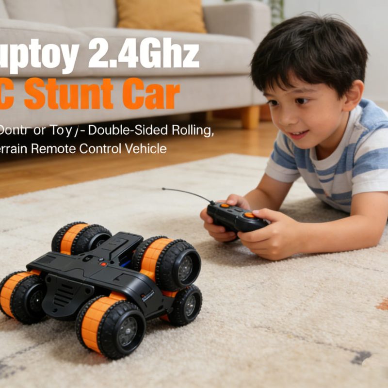 Suptoy 2.4Ghz RC Stunt Car Toy - Double-Sided Rolling, All-Terrain Remote Control Vehicle