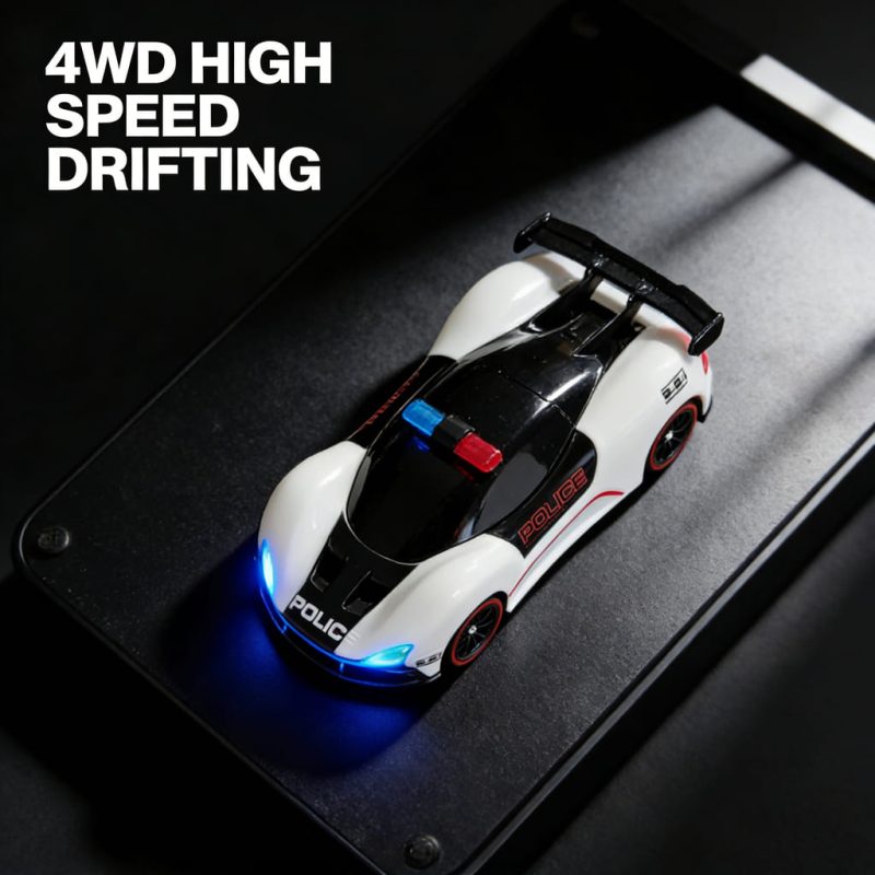 SuptoyRC 4WD Drift Police Car Toy - 2.4Ghz Remote Control, Colorful Racing Lights for kids